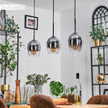 Hänge Lampe Pendel Leuchte Ess Schlaf Wohn Zimmer Beleuchtung Glas Chrom Klar