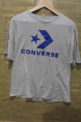 Converse Large Logo Herren Rundhalsausschnitt T-Shirt hellgrau und blau Größe Euro Large