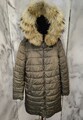 Basler Jacke braun blau Gr 38 mit Echtfell Pelz Kapuze Warm Jacket Winter
