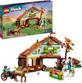 LEGO Friends Autumns Reitstall Set mit 2 Spielzeug-Pferden, Kutsche für Kinder