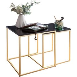 FineBuy Satztisch CHUR Ablagetisch Beistelltisch Metall/MDF Couchtisch 2er SetFarbe wählbar Kupfer ✔ Gold ✔