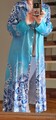 Kaftan Kleid lang Tunika BLAU weiß gr M 38 neu Polyester 