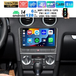 6+128GB 4G LTE Octa Core Android 13 Autoradio GPS Navi DSP Für Audi A3 8P S3 RS3