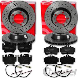 brembo BREMSSCHEIBEN + BELÄGE VORNE + HINTEN passend für PORSCHE 911 996VA 318x28mm // HA 299x24mm // mit Warnkontakten
