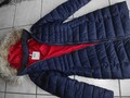 Damen steppjacke mantel von Tommy Hilfiger Gr. S (M) dunkelblau mit kapuze fell