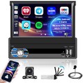 1Din 8Kern Android 15 Autoradio GPS Navi 4G Carplay DSP 7" Flip-up Player 4+64GB