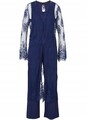 Jumpsuit Gr. 44/46 Dunkelblau Damenoverall Spitzen-Cardigan Einteiler Neu*