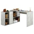Eckschreibtisch mit Regal Büro Arbeits Computertisch Winkelschreibtisch Beton