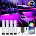 4x LED RGB Auto Fußraumbeleuchtung Innenraum USB Ambientebeleuchtung Set 12V APP