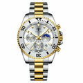 Luxus Armbanduhr Uhr Herren Chronograph Analog Quarz Edelstahl Wasserdicht