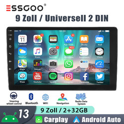 2+32GB Autoradio Android 13 Doppel 2 DIN 9 Zoll Carplay GPS Navi SWC RDS WIFI BT