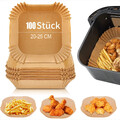 100 Stück Backpapier Pergamentpapier für Airfryer Heißluftfritteuse Quadrat 25cm