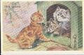 eine Tiere Katze Kätzchen Haustiere altes Bild Postkarte Tier signiert M Ausrüstung