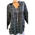 Sheego Bluse Tunika Long Oberteil Gr. 40 bis 58 schwarz weiß kariert 227 (420)