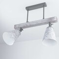 Deckenspot Deckenlampe Deckenstrahler 2x E27 Metall Holz Vintage Shabby Weiß