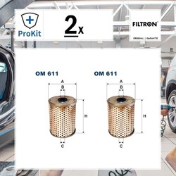 2x ORIGINAL® Filtron OM 611 Hydraulikfilter, Lenkung für Fiat Series 180