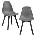 B-WARE 2x Design Stühle Grau/Schwarz Esszimmer Stuhl Kunststoff Skandinavisch