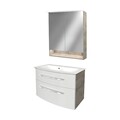 Fackelmann B.STYLE Badmöbel Set 3-tlg Grau/Weiß 83 cm inkl. LED-Spiegelschrank