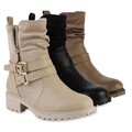 Damen Leicht Gefütterte Biker Boots Stiefeletten Schnallen 841452 Schuhe 