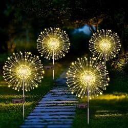 4x Solarleuchte Feuerwerk Licht Lichterkette 200LED Solarlampe Garten Rasenlicht