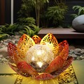 LED Solar Lotus Blume Deko Lampe Kugel Crackle-Glas Außen Garten Blüte Leuchte
