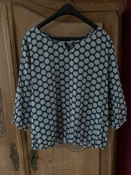 Opus Bluse Dunkel- Und Hellblau Gepunktet Elastischer Bund Gr.  40
