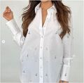ZARA AUSTER WEISSE STRASS BESTICKT ÜBERGRÖSSE POPELINE LANGE LINIE SHIRT BLUSE