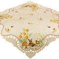 Tischdecke Mitteldecke OSTERN 85x85 BESTICKT Ostertischdecke Osterdecke Creme