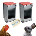 2x Hühner Futterautomat mit Deckel Metall Futter Spender Napf Trog Silo 1 Kg