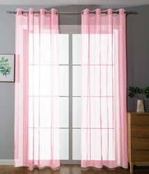 2er Set Ösenvorhänge Transparent »Uni« Gardine Bleiband HxB 175x140 cm Hellrosa