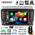 Für Audi A3 S3 RS3 8P 8PA DAB+ 64G Android 13 Carplay Autoradio GPS Navi RDS KAM