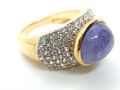 GOLDJUNGE69 * HARRY IVENS EDELSTEIN RING (18) TANSANIT A OVAL &ZIRKON 925er SILB