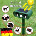 Solar Tiervertreiber Ultraschall PIR-Bewegungssensor Marder Katzen Hunde Abwehr