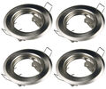 4x Einbaustrahler 55mm Lochmaß GU10 Einbaurahmen rund Silber / Weiß 230V / 12V