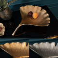 Deko Schale GINKGO - 42cm - FARBWAHL - Metall - Schmuckschale Blatt - handmade