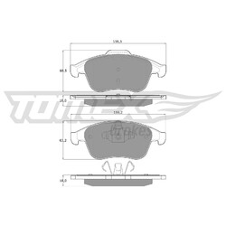 1x ORIGINAL® Tomex Brakes Bremsbelagsatz, Scheibenbremse Vorne für Renault