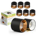 6 Stück MILAGU LED Aufbauspot schwarz gold 230V Aufbaustrahler flach warmweiß