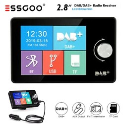 ESSGOO 2.8" Digital Autoradio Adapter USB DAB+ Bluetooth Wireless AM Transmitter