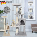 Katzenbaum Kratzbaum Katzen Kletterbaum Sisal 112 cm Liegemulde Grau/Beige
