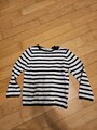 Strickpullover Gr. 98/104 Schleife gestreift schwarz weiß