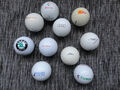 10 gebrauchte Golfbälle mit Werbeaufdruck u. a. Linde, Bayer,Audi,Skoda,Klöckner