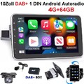 10 zoll DAB+ 1 DIN 4G+64GB Android 14 Carplay Autoradio Navi Drehbar Bildschirm