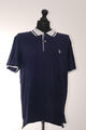 U.S. Polo Assn. Herren Poloshirt L blau dunkelblau Knopf Picqué Stretch