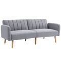 Schlafsofa, 2-Sitzer Stoffsofa mit Schlaffunktion, 173 x 75 x 73 cm, Grau
