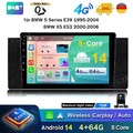 DAB+ 8-Core Android 14 Autoradio Carplay GPS Navi RDS Kam für BMW 5er E39 X5 E53