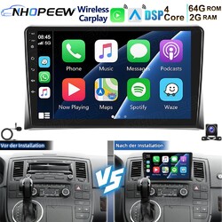 Für VW Multivan T5 Transporter 64G Android 15 Autoradio CarPlay GPS Navi RDS KAM
