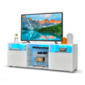 TV-Ständer mit LED Sideboard Fernsehschrank Fernsehtisch Lowboard Weiß mit 2 Tür