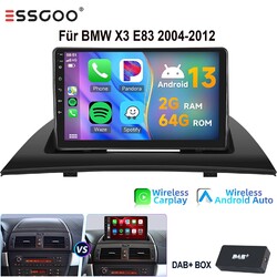 DAB+ Für BMW X3 E83 2004-2012 Android 14 Apple Carplay Autoradio GPS WIFI 2+64GB