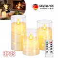 3er Set Flackernden Flammenlose LED Kerzen mit Lichterkette Timer Fernbedienung.