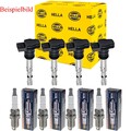 4x HELLA Zündspule + BERU Zündkerze für VW Polo 6R 6C 1.2 TSI 16V Skoda Fabia